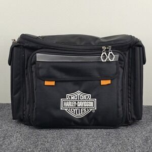 Harley Davidson Picnic Set Black Insulated Travel Cooler Bag w/ Plates Glass Set